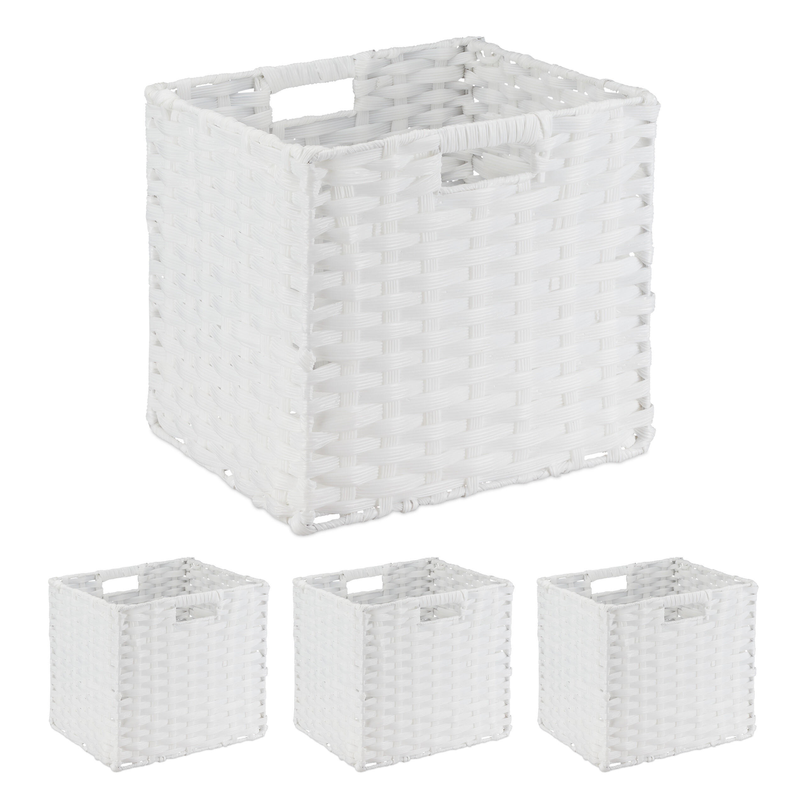 4XAUFBEWAHRUNGSKORB - Weiß, Kunststoff/Metall (32/31/30cm) - Relaxdays