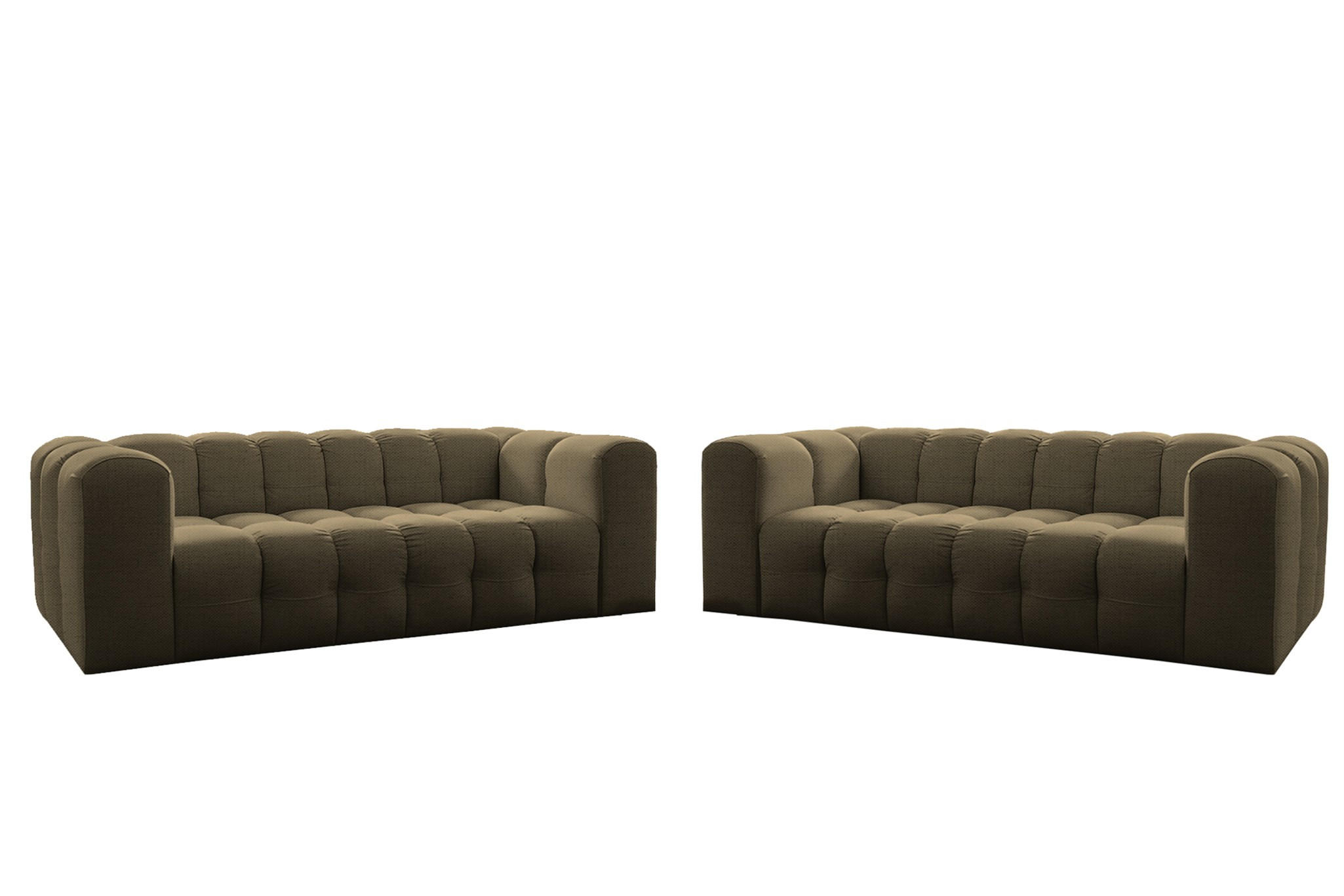 SOFASET Solvie 3-3 In Moly - Grün, Holzwerkstoff/Textil (230/75/106cm) - Fun Möbel