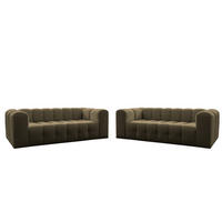SOFASET Solvie 3-3 In Moly - Grün, Holzwerkstoff/Textil (230/75/106cm) - Fun Möbel