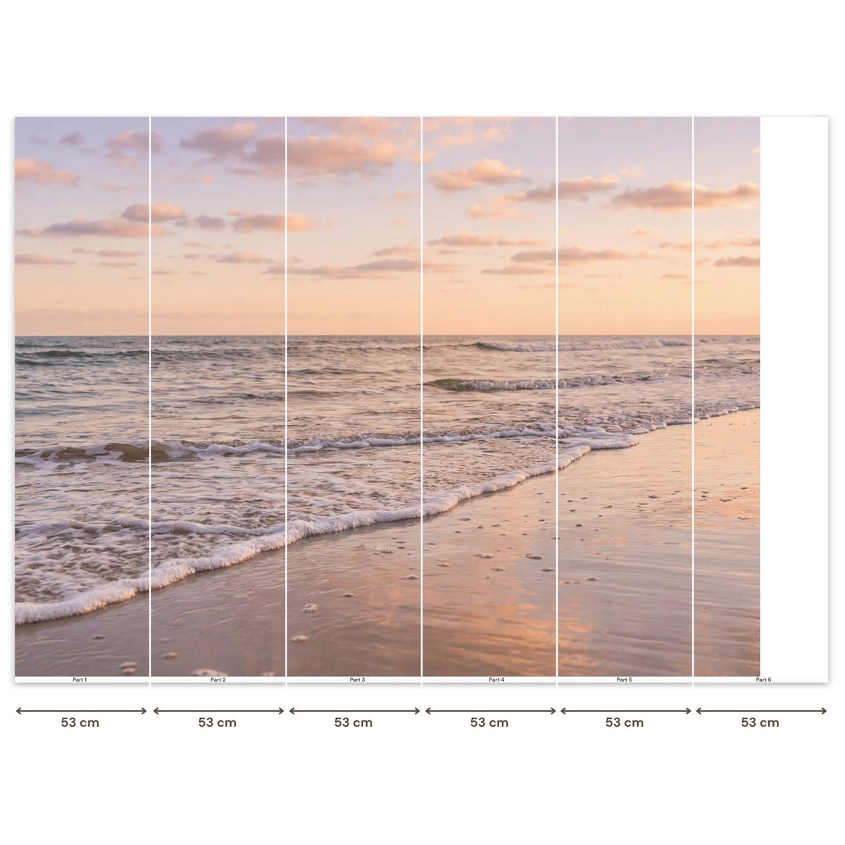 TAPETE - Strand - Brandung - Wolken - 260x200 cm - Hellrosa, Papier (260/200cm) - OnlyWow