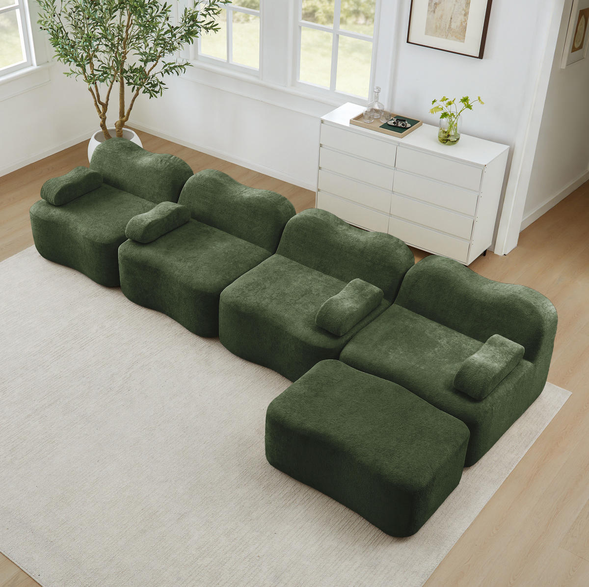 ECKSOFA 384/167/70 cm Grün aus Samt mit modularem Design - Grün, Textil (167/384cm) - OKMYHOME