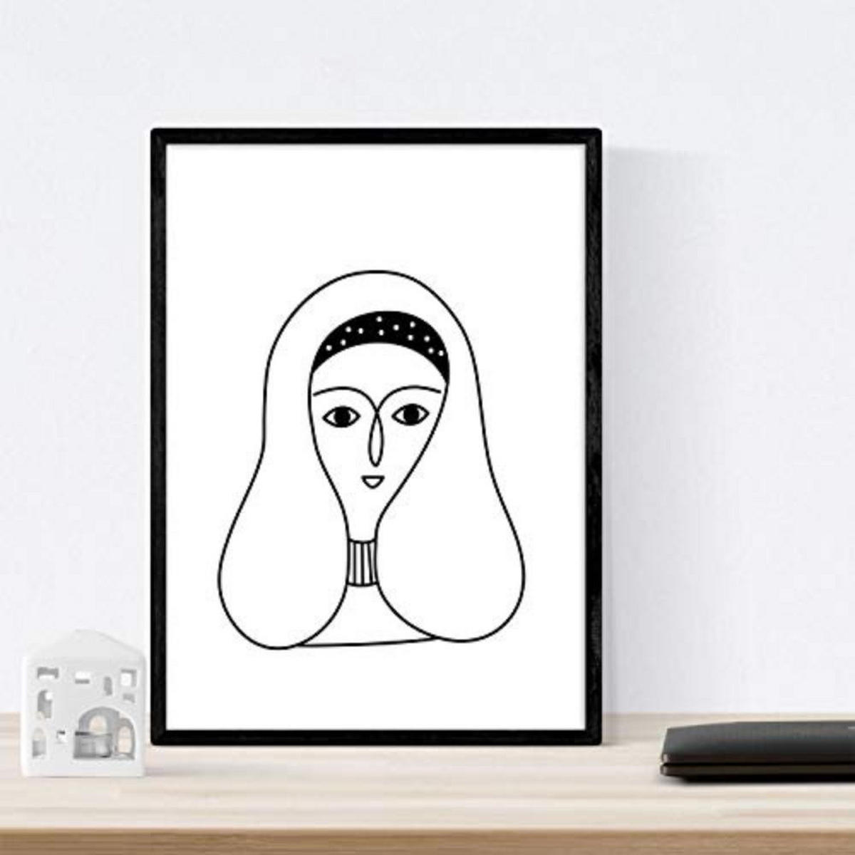 POSTER Set mit 4 „Vier Frauen in Weiß“ Zeichnungen A3 Rahmenlos - Klar, Papier (29.7/3cm) - Nacnic