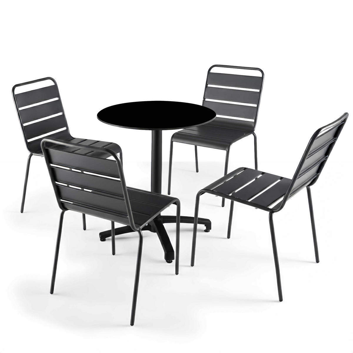 GARTENTISCH rund, Schwarz - Schwarz, Holzwerkstoff (70/70/72cm) - Oviala