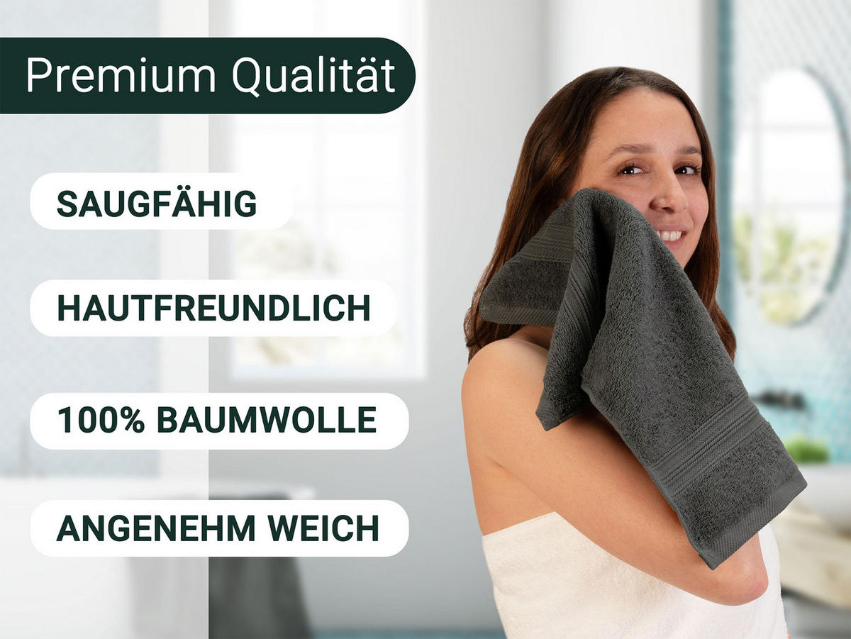 GÄSTETÜCHER, 10er-Set, 30x50 cm, 100% Baumwolle, Grau - Anthrazit, Textil (30/50cm) - Zollner