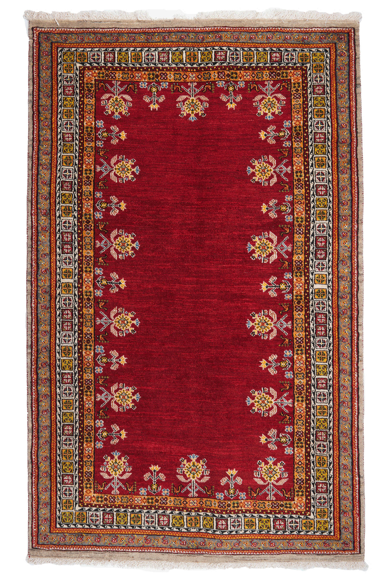 TEPPICH Rizbaf Rot 213/133 cm Schurwolle - Rot, Textil (133/213cm) - Looma