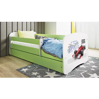 KINDERBETT Formel 1 80x180 cm mit Schublade, Rausfallschutz & Lattenrost, Grün - Grün, Holzwerkstoff (80/180cm) - RAUMHIRSCH FURNITURE