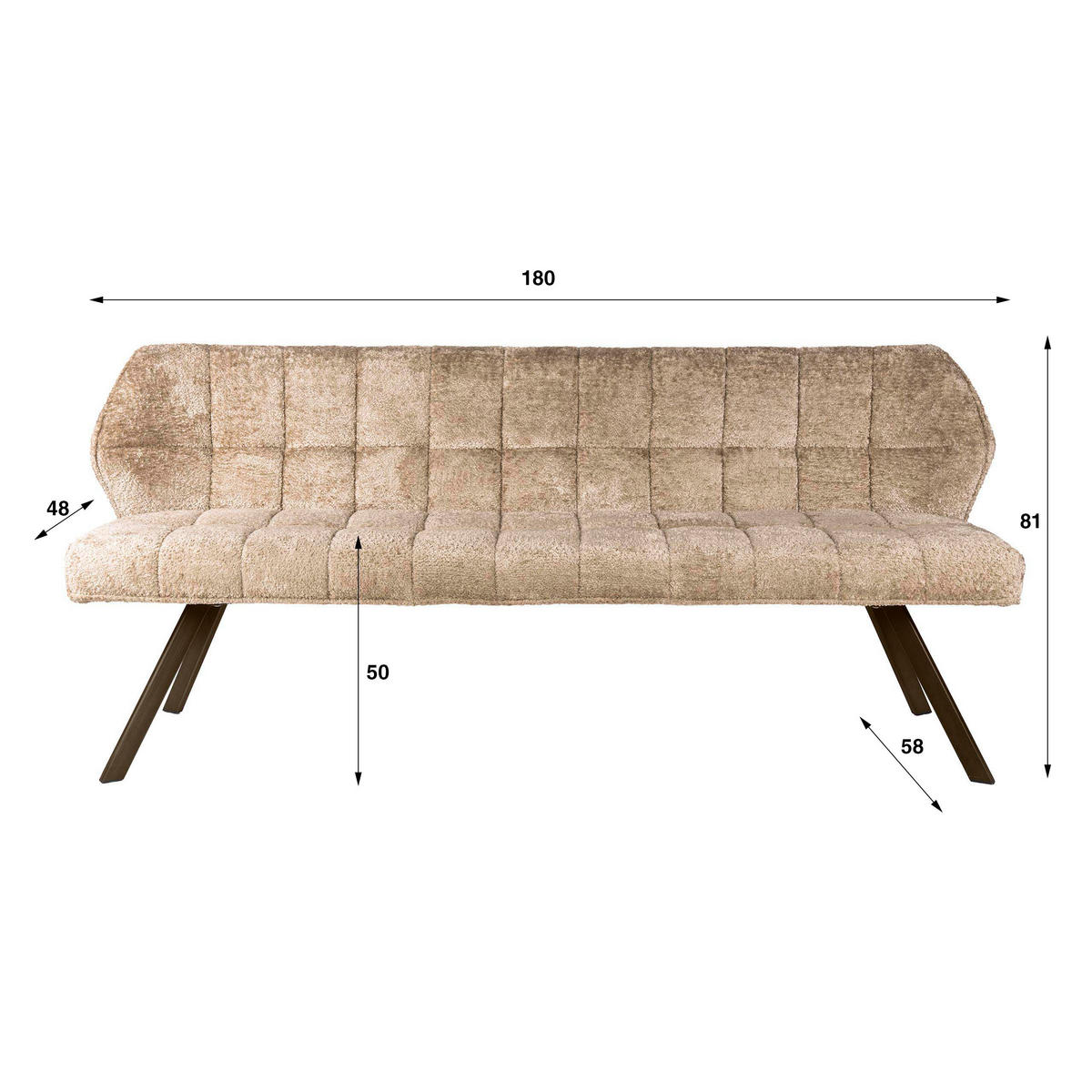 EETKAMERBANKEN Raster Beige 58/180/81 cm - Beige, Textil (180/81/58cm) - Hoyz Collection
