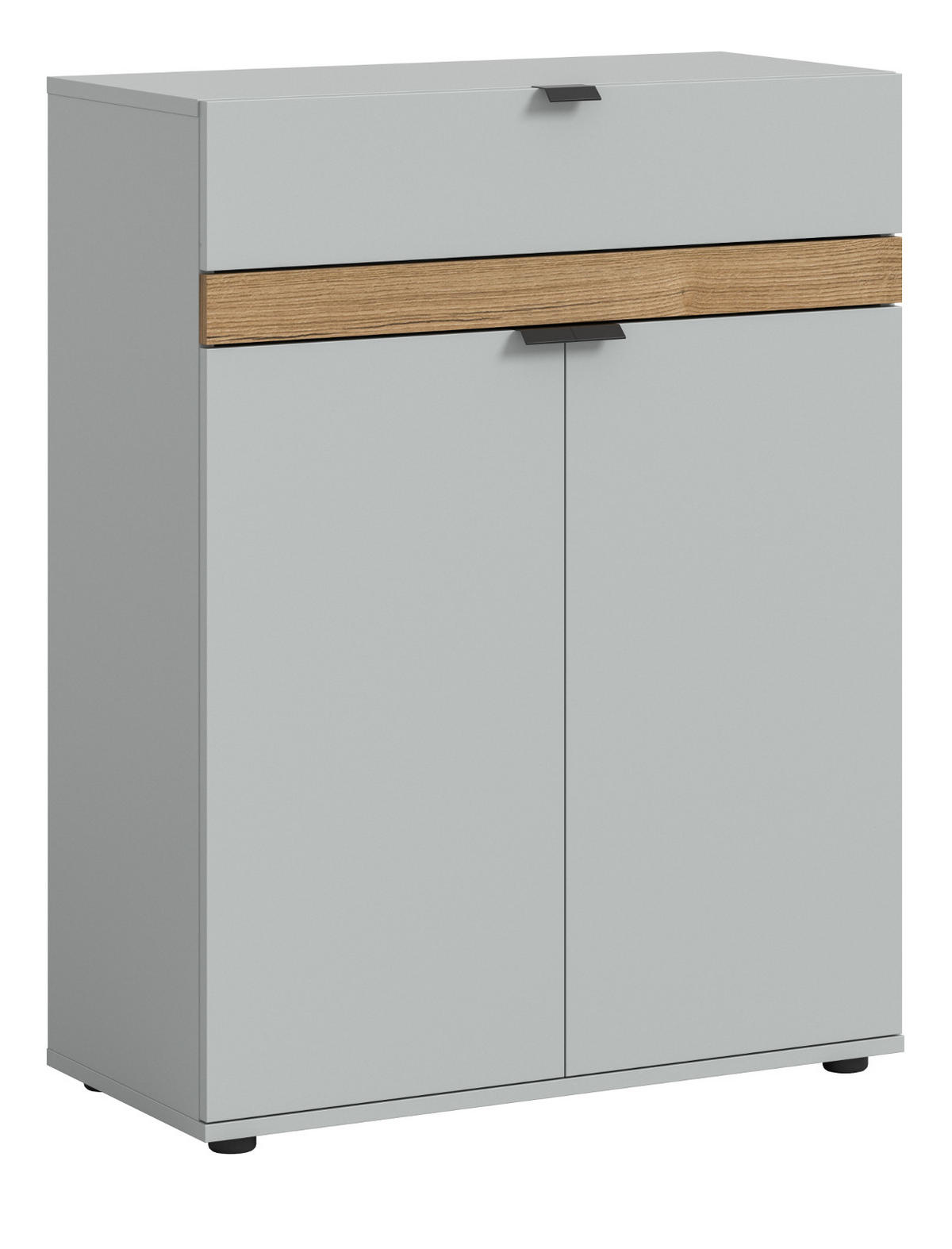 SCHUHSCHRANK grau, Evoke Eiche 75 x 98 cm, Flur Kommode mit Soft-Close - Eichefarben/Schwarz, Holzwerkstoff/Kunststoff (75/98/37cm) - Inn.Furn