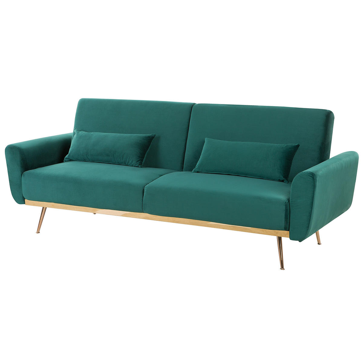 3-SITZER-SCHLAFSOFA Samtstoff Grün Eina - Hellgrün, Textil (210/86/81cm) - Beliani