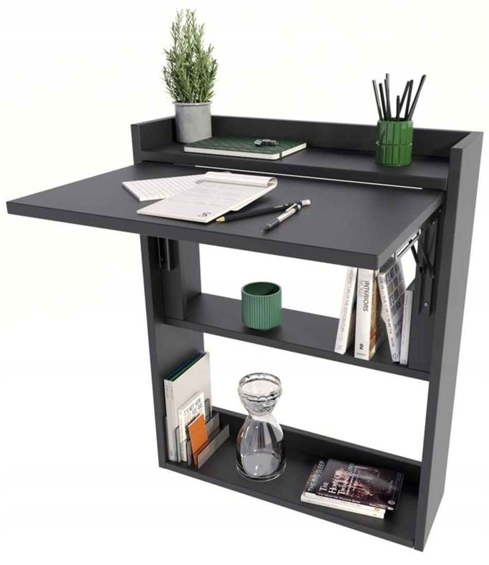 SCHREIBTISCH Klappbarer Wandregal Schwarz 70/20/85 cm - Schwarz, Holzwerkstoff (20/70/85cm) - Matkam Möbel