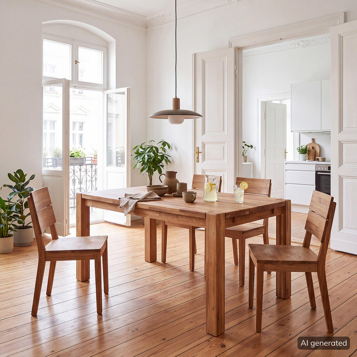 ESSTISCH - Eiche massiv - Eichefarben, Holz (90/140/75cm) - home24