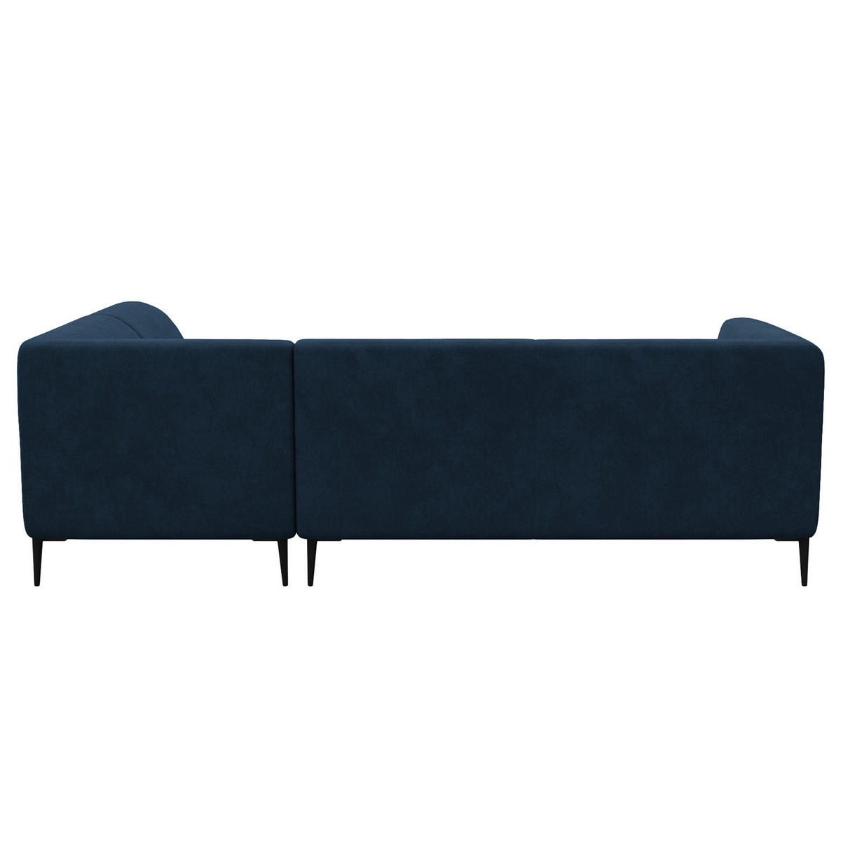 2,5-SITZER ECKSOFA mit Ottomane - Schwarz/Dunkelblau, Textil/Metall (252/205cm) - home24
