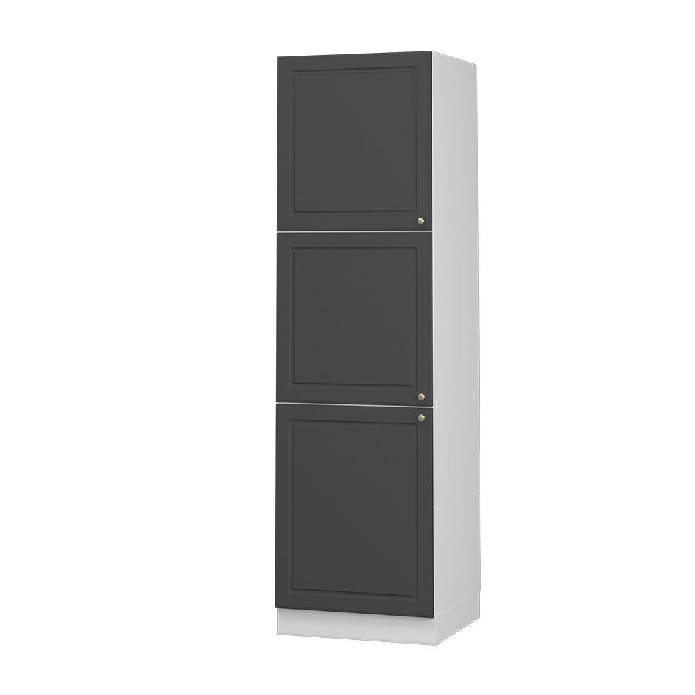 HERDUMBAUSCHRANK Fame-Line Anthrazit-Gold Landhaus 60 cm - Anthrazit/Weiß, Holzwerkstoff (60/206.8/58cm) - Vicco