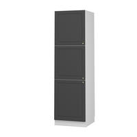 HERDUMBAUSCHRANK Fame-Line Anthrazit-Gold Landhaus 60 cm - Anthrazit/Weiß, Holzwerkstoff (60/206.8/58cm) - Vicco