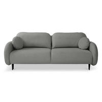 BETTSOFA AGIO Grau Plüsch-Stoff mit Schlaffunktion - Grau, Holz (232/95/109cm) - MASSENO