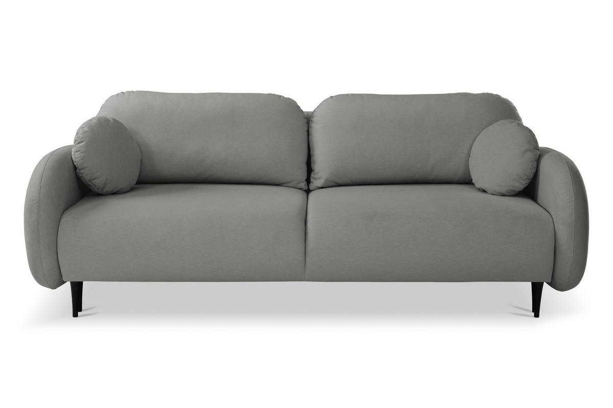 BETTSOFA AGIO Grau Plüsch-Stoff mit Schlaffunktion - Grau, Holz (232/95/109cm) - MASSENO