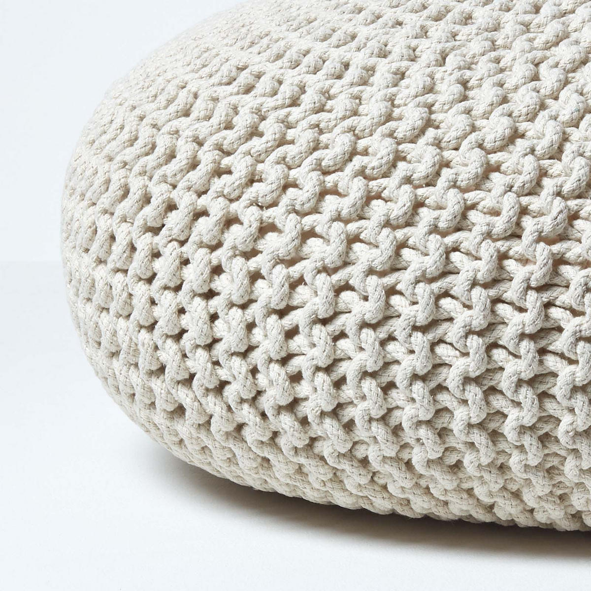 STRICK-POUF natur, Bodenkissen rund 70/70/23 cm - Naturfarben, Textil (70/23/70cm) - Homescapes