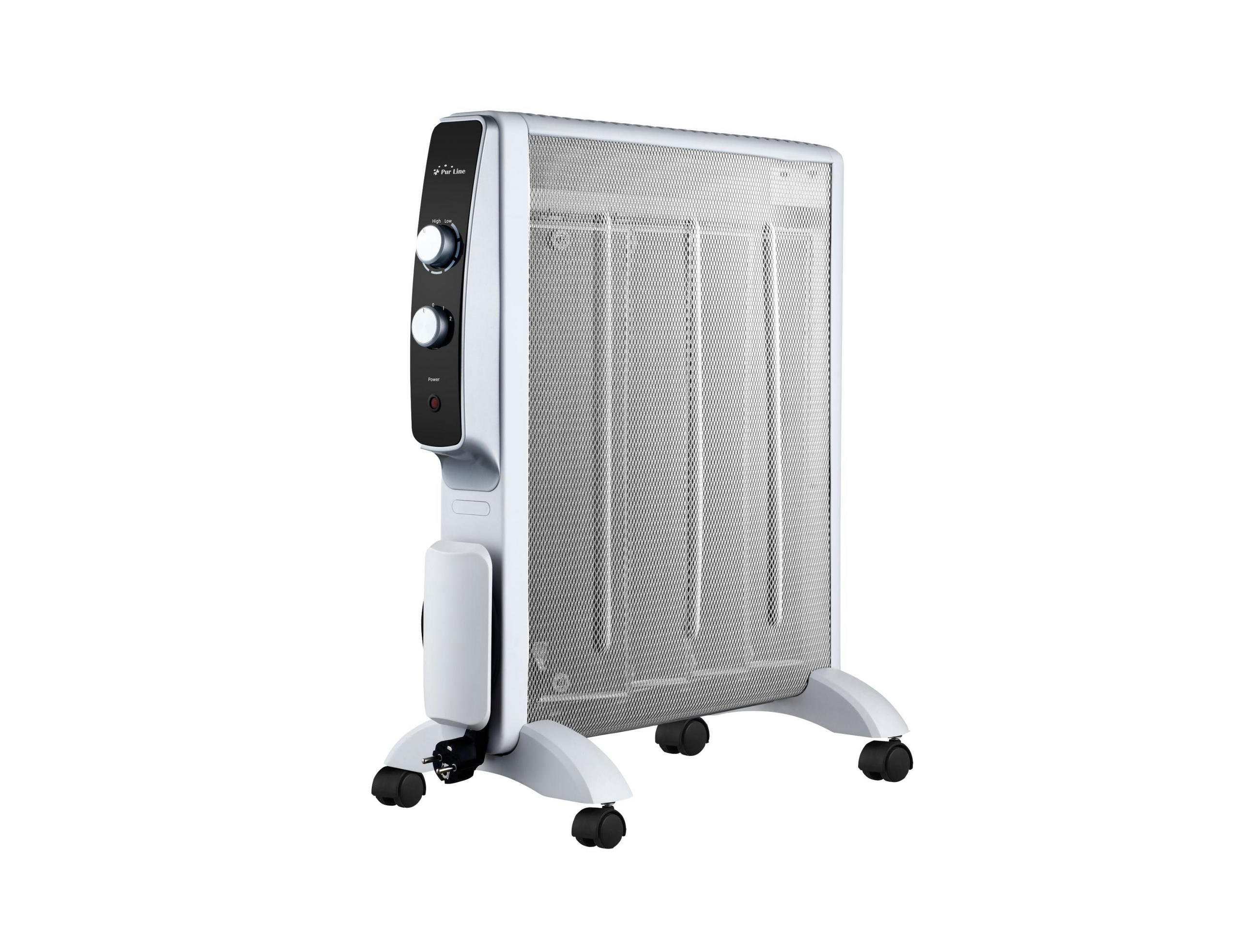 GLIMMER-HEIZKÖRPER Weiß mit Rollen und mechanischem Thermostat 2000 W - Weiß, Metall (55/62/27cm) - Purline