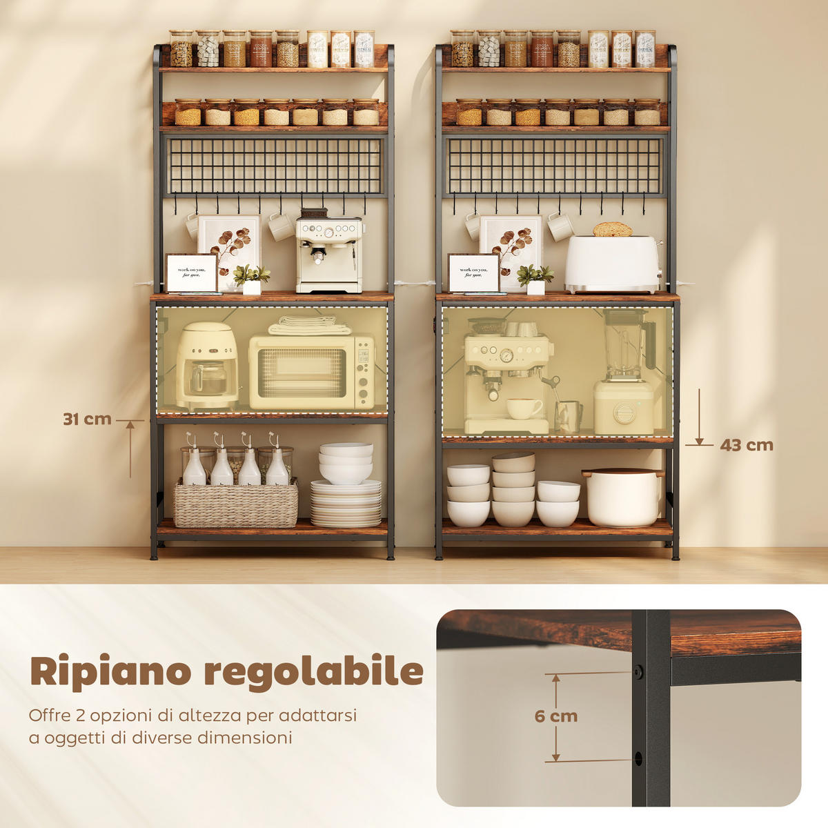 KÜCHENREGAL Braun 1 Stück - Braun, Holzwerkstoff (40/170/80cm) - GiPP