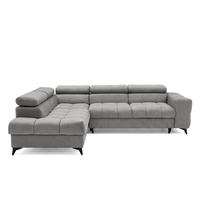 ECKSOFA PUDDING L Links mit Schlaffunktion 125x195 Velours Grau - Schwarz/Grau, Holz/Textil (203/275cm) - Muffo