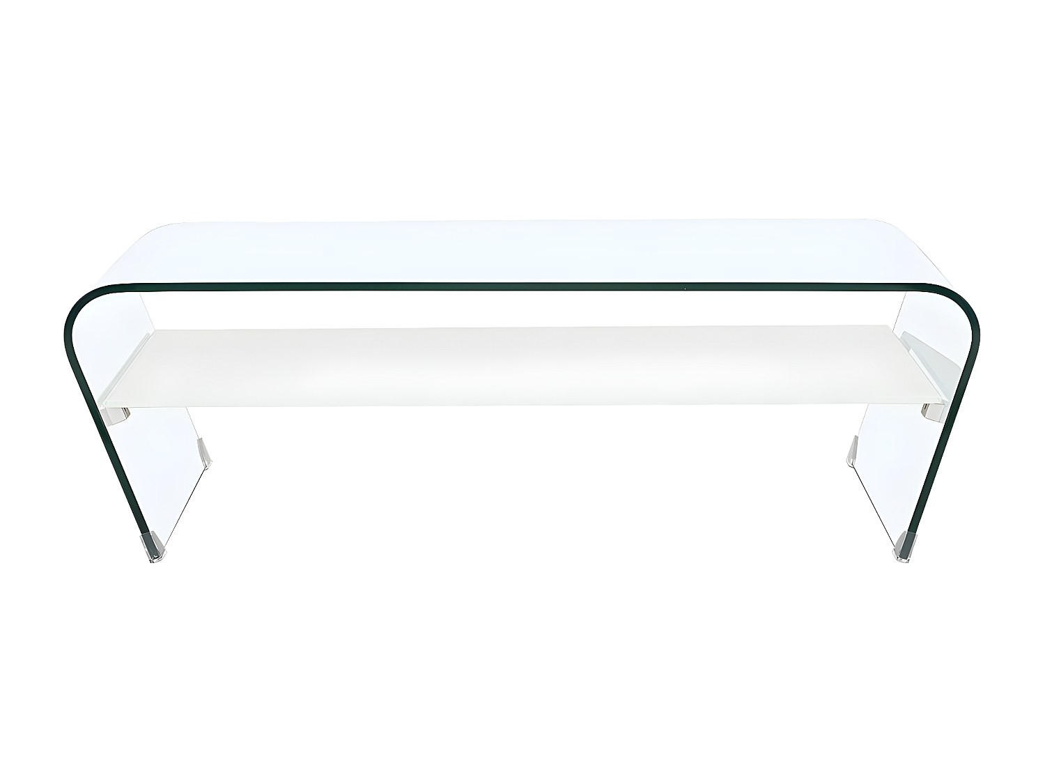 COUCHTTISCH nicht ausziehbar - 120 cmcm x 60 cmcm - Glas - Transparent, Weiß - KELLY - Transparent/Weiß, Glas (60/120/37cm) - Vente-Unique
