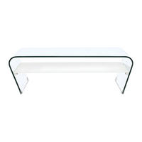COUCHTISCH - 120 cm x 60 cm - Glas - Transparent, Weiß - KELLY - Transparent/Weiß, Glas (60/120/37cm) - Vente-Unique