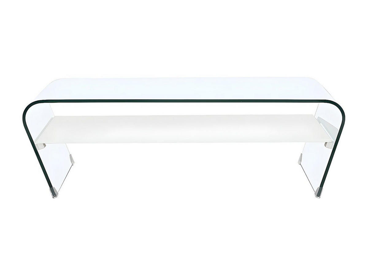 COUCHTISCH mit Ablage - mit Ablage - Weiß - KELLY - Transparent, Glas (120/60/37cm) - Vente-Unique