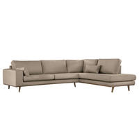 ECKSOFA mit Ottomane - Taupe/Eichefarben, Eichenholz/Textil (287/219cm) - home24