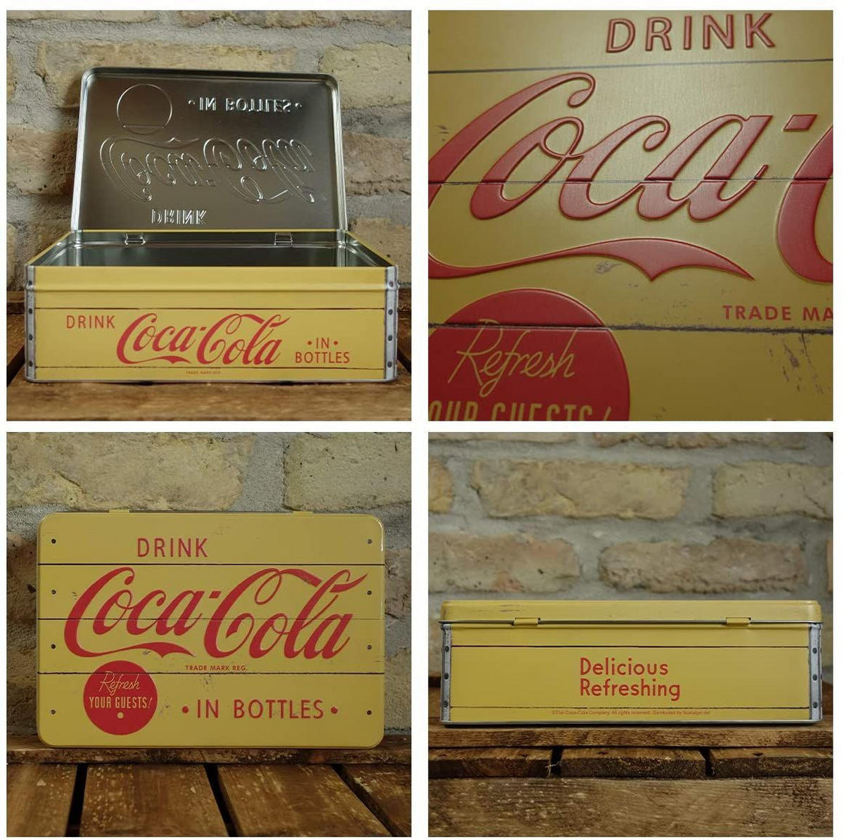 VORRATSDOSE flach Coca-Cola Logo Yellow - Multicolor, Metall (23/7/16cm) - Nostalgic-Art