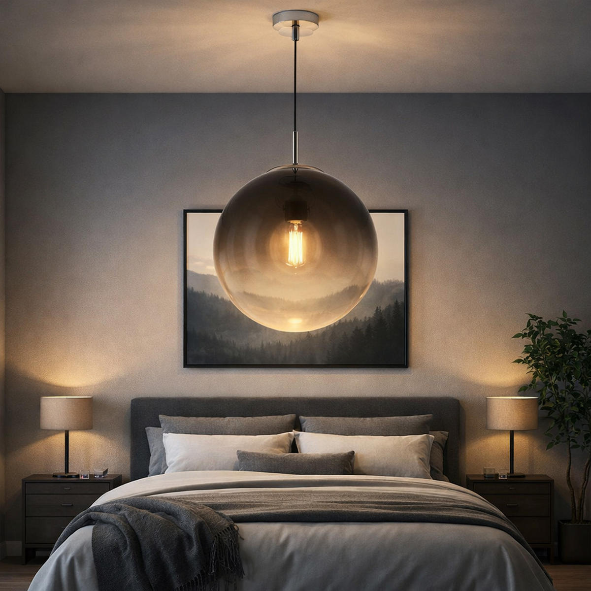 LED HÄNGELAMPE Glas Grau Raucheffekt - Grau, Glas (30/30/120cm) - Globo Lighting