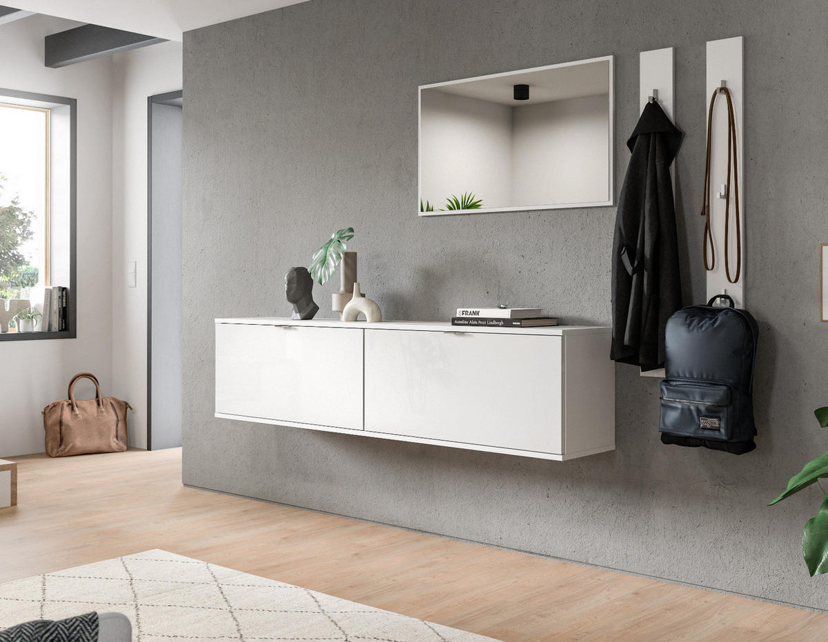 SPIEGEL weiß 92 x 52 cm, Wandspiegel mit Rahmen - Weiß, Glas/Holzwerkstoff (92/52/2cm) - Inn.Furn