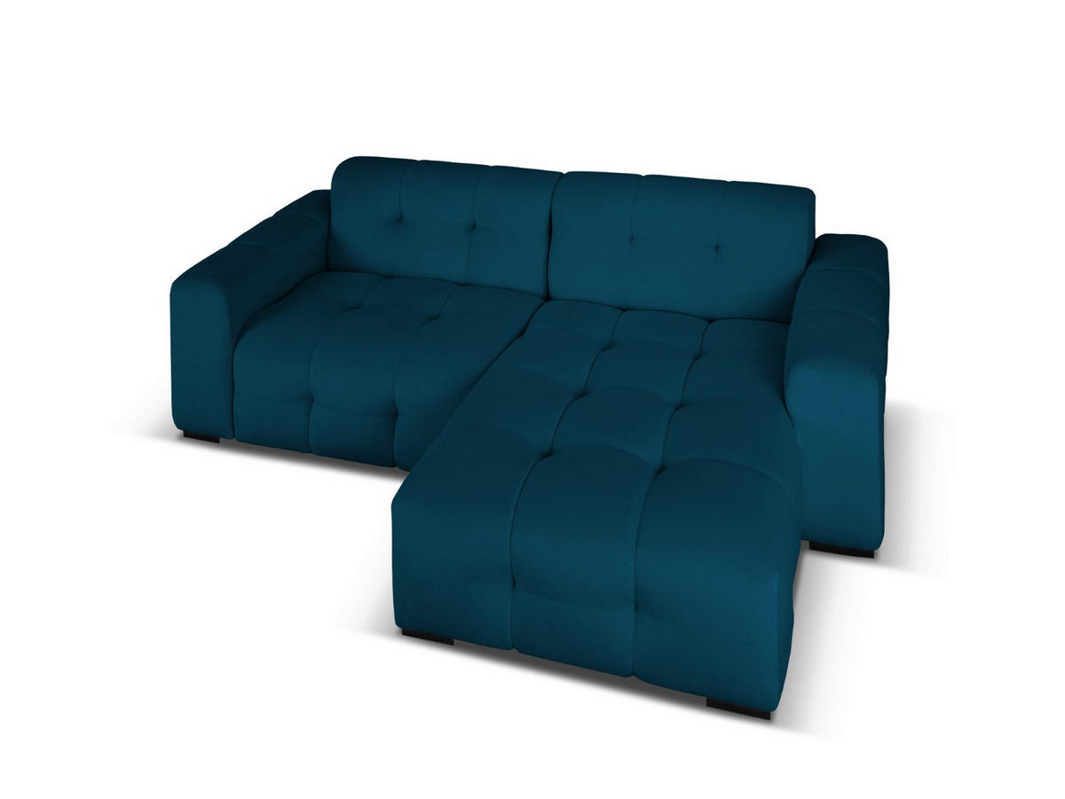 ECKSOFA rechts Kendal aus Samt marineblau 4 Sitzplätze - Blau, Textil (173/256cm) - Micadoni