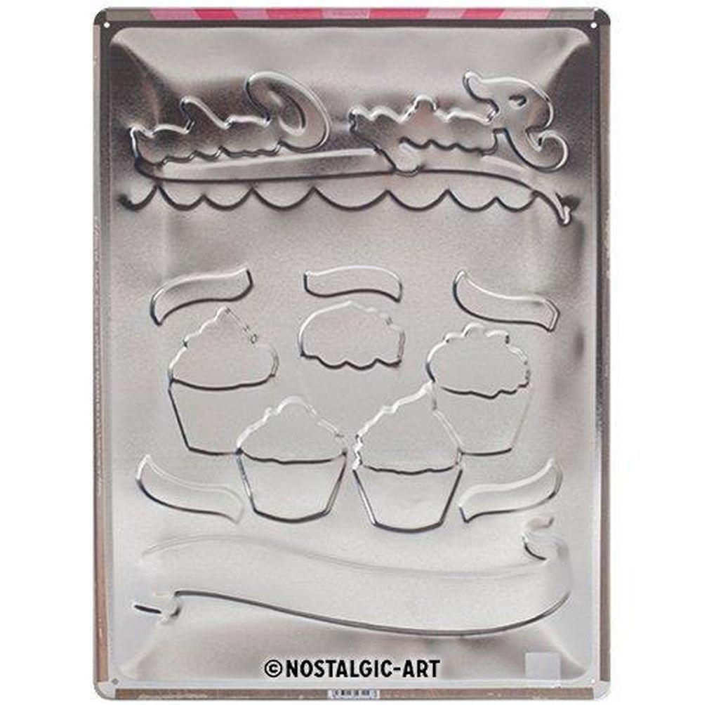 BLECHSCHILD 30/40 cm Home & Country Fairy Cakes Cup Cakes - Multicolor, Metall (30/40/0.2cm) - Nostalgic-Art
