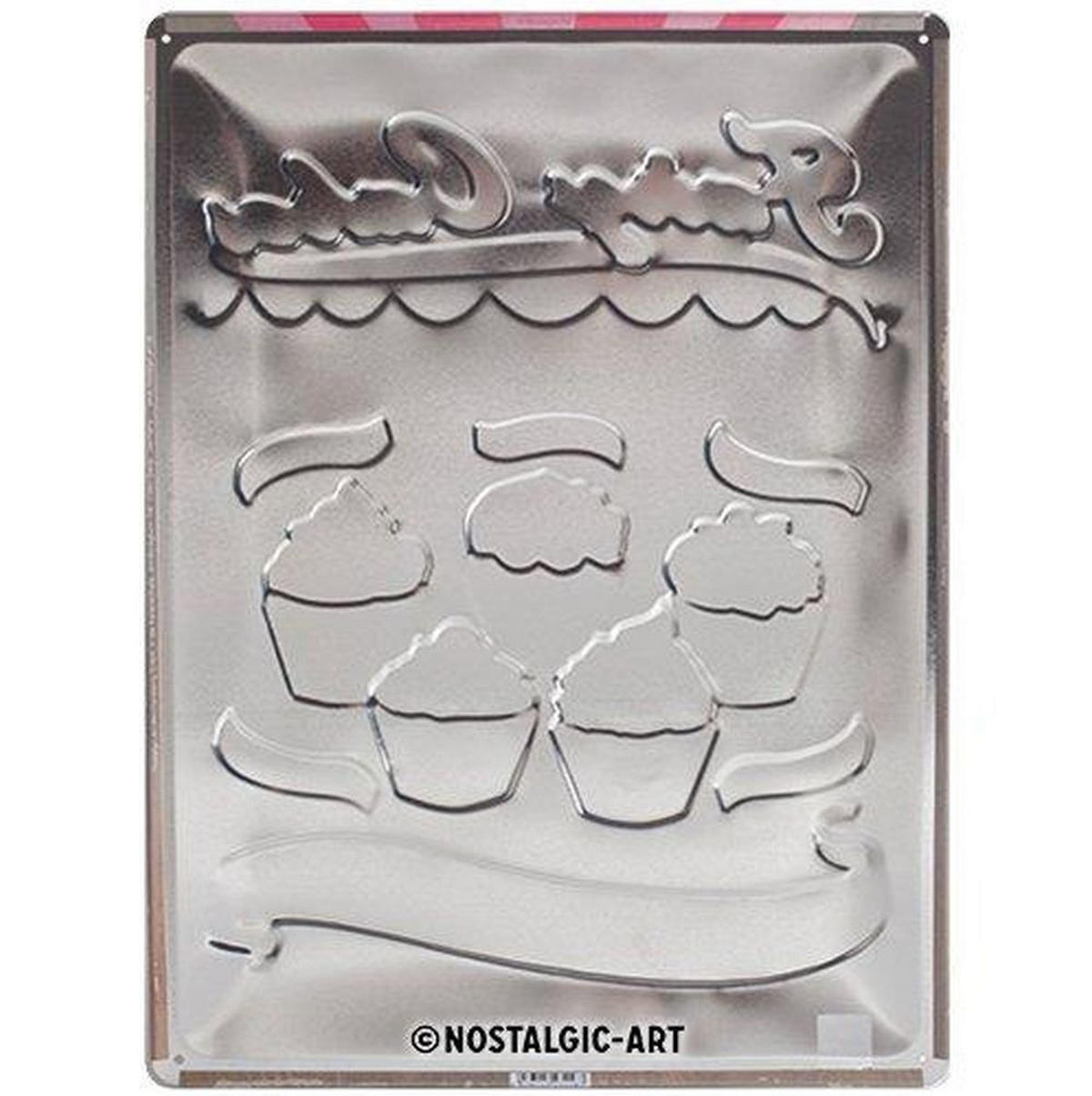 BLECHSCHILD 30/40 cm Home & Country Fairy Cakes Cup Cakes - Multicolor, Metall (30/40/0.2cm) - Nostalgic-Art