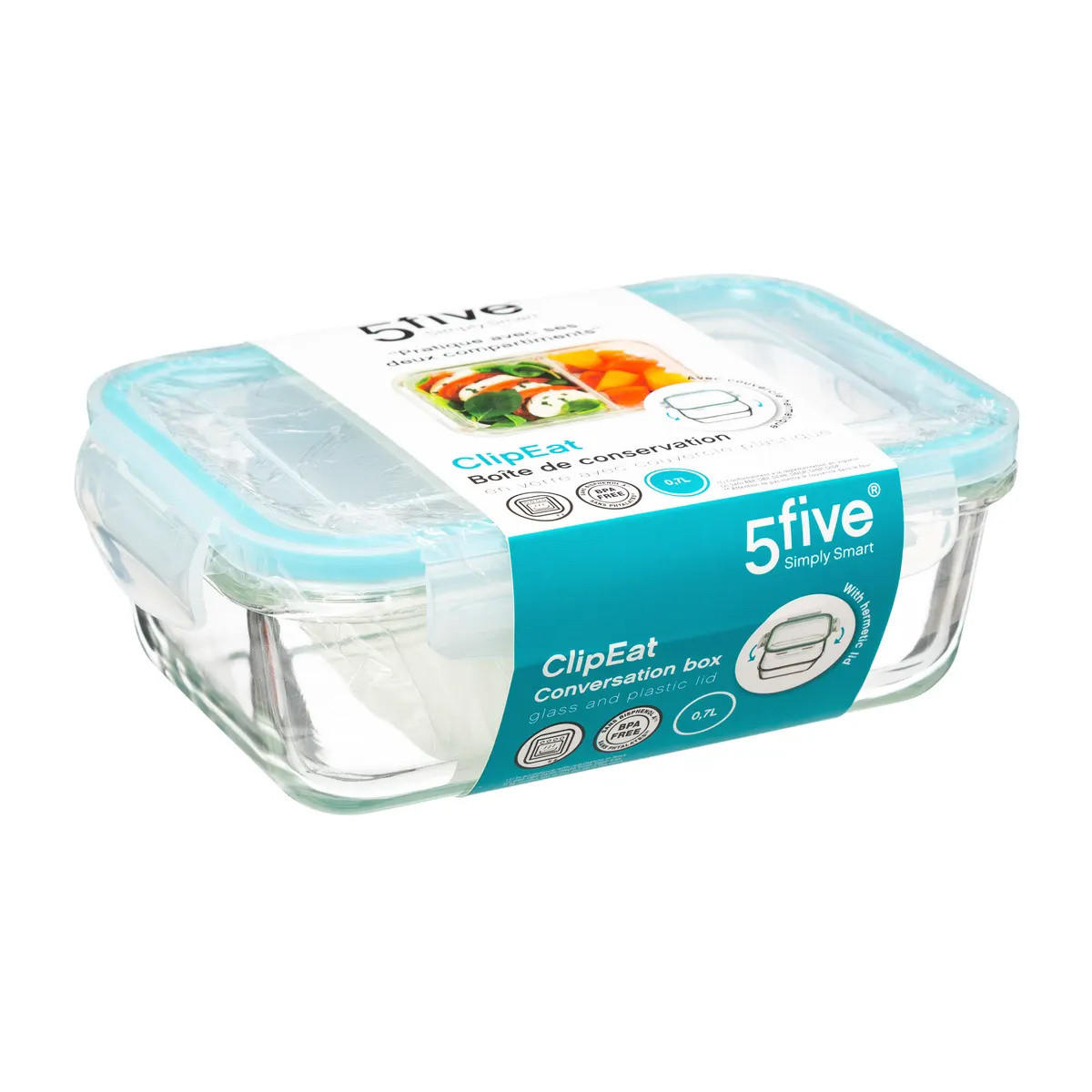 LUNCH-BOX aus Glas 700 ml 18/13/7 cm - Transparent, Glas (13/7/18cm) - 5five Simply Smart