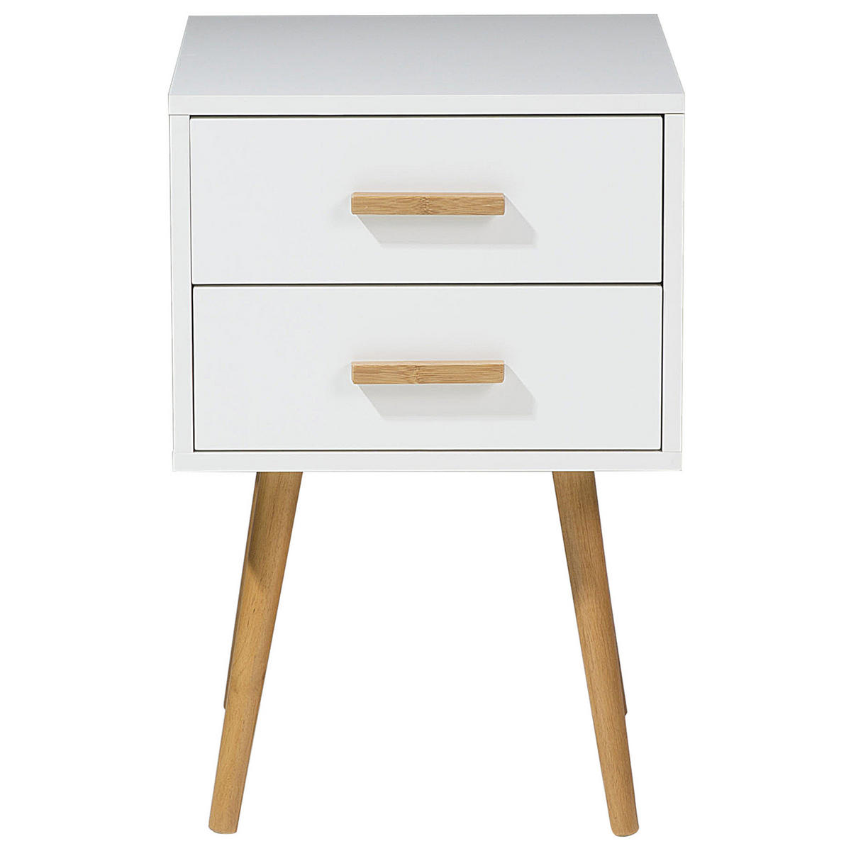 NACHTTISCH weiß 2 Schubladen Alabama - Hellbraun/Weiß, Holzwerkstoff (40/61/40cm) - Beliani