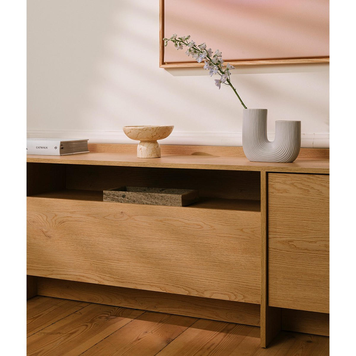 LOWBOARD Juni mit 3 Türen, 200 cm, eiche Cremona - Eichefarben, Holzwerkstoff (198/57/38cm) - Beautysofa