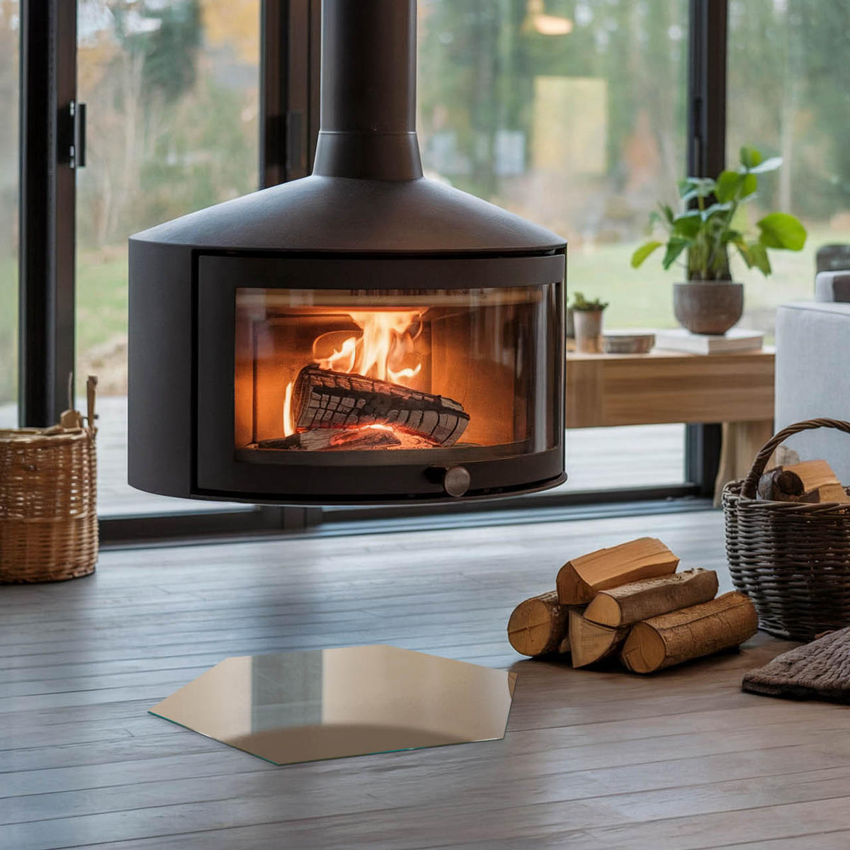 GLASPLATTE für Kamin h40 cm - Braun, Glas (40/40/0.4cm) - TULUP