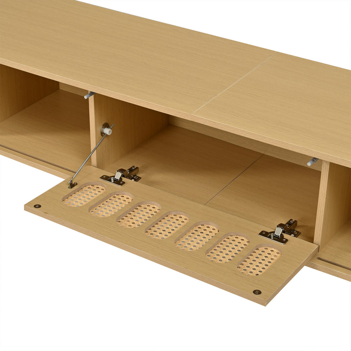 LOWBOARD DE-40410 Klapptür mit Rattan-Design und Rolltüren Helle Holzfarbe - Naturfarben, Holzwerkstoff (180/40/40cm) - ComfortXL