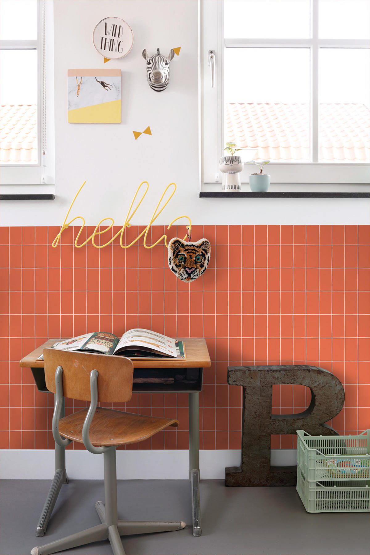 TAPETE kleine Fliesen 50 x 900 cm - Orange, Papier (50/900cm) - ESTAhome