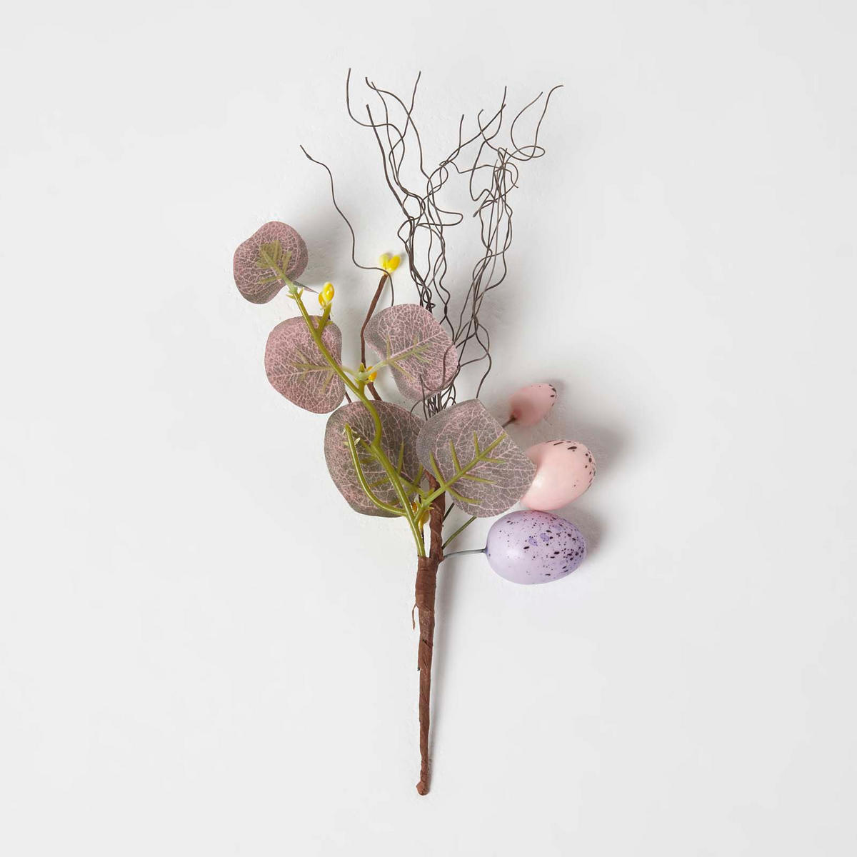 OSTERDEKO Zweig mit Ostereiern 20 cm - Flieder, Kunststoff (11/20/20cm) - Homescapes