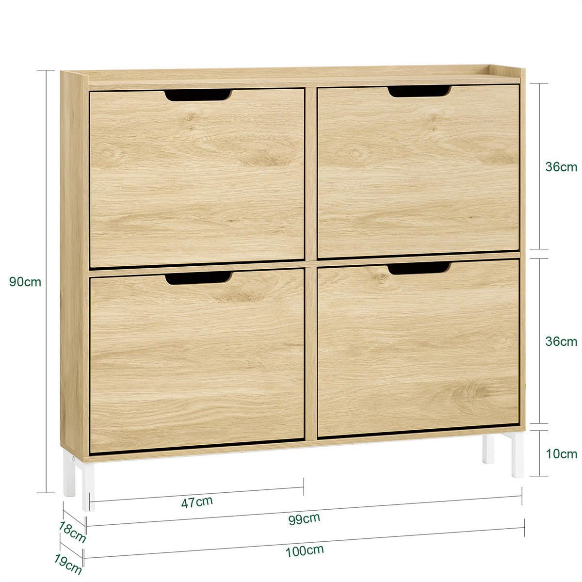 SCHUHSCHRANK Natur - Naturfarben, Holzwerkstoff/Metall (100/90/19cm) - SoBuy