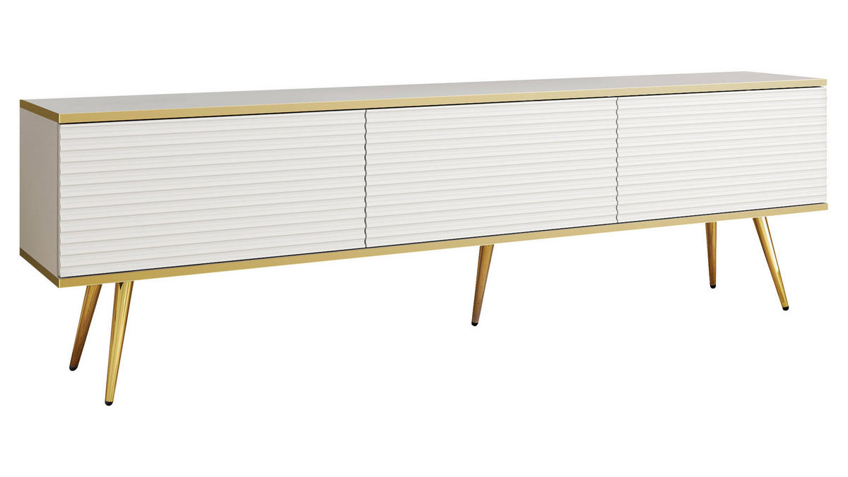 TV-LOWBOARD Oro II mit Füße - Goldfarben/Weiß, Holzwerkstoff/Metall (175/53/32cm) - MIRJAN24