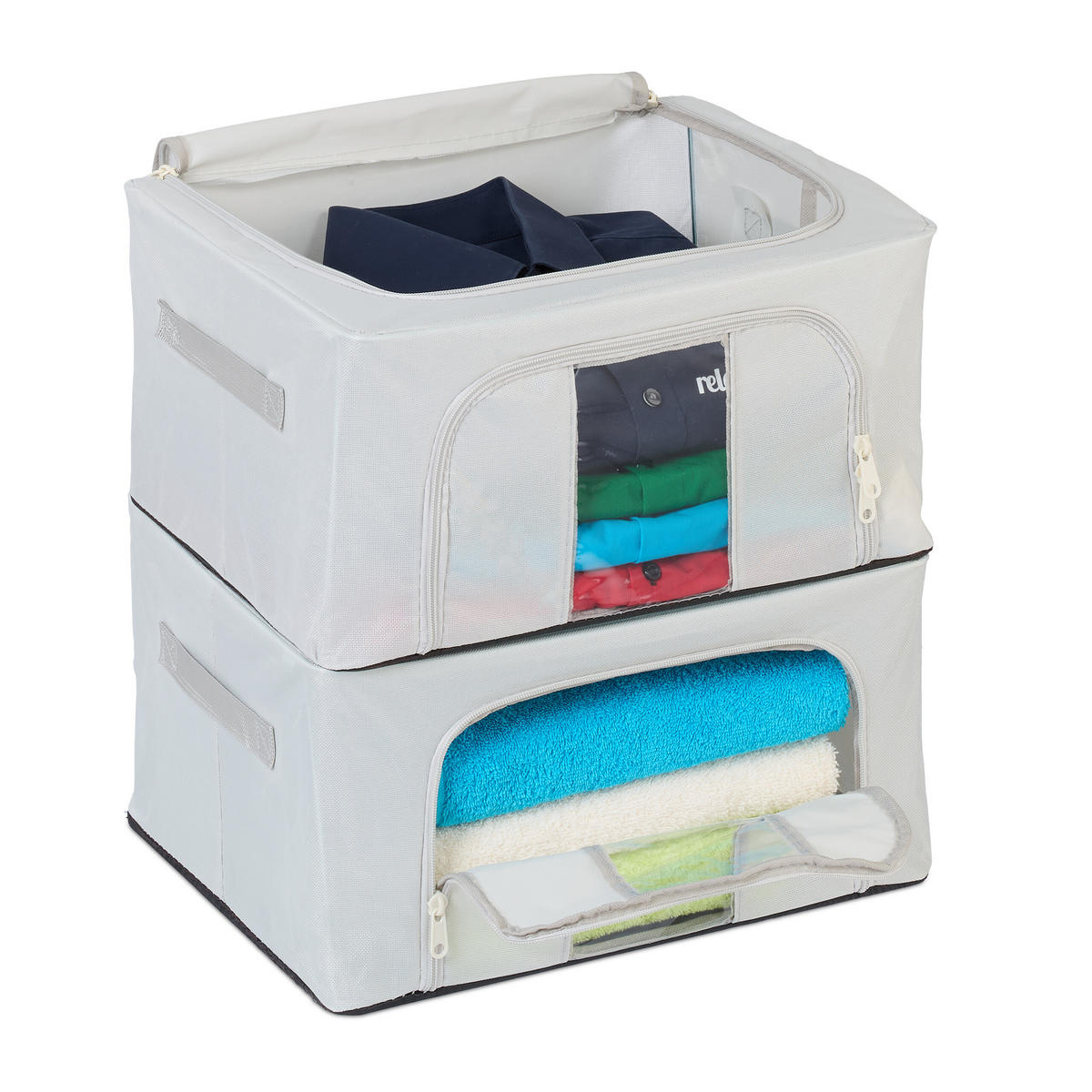 2XÚLOŽNÝ vak - sivá, kov/textil - Relaxdays