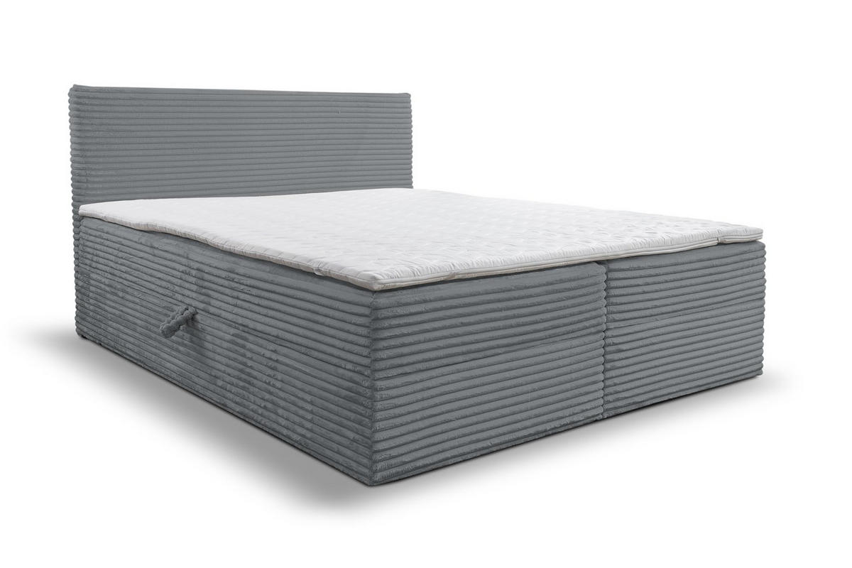 BOXBETT TILLY mit zwei Bettkästen H2/H3 Matratze und Topper 160 x 200 cm - Grau, Holzwerkstoff (160/200cm) - VENASI MÖBEL