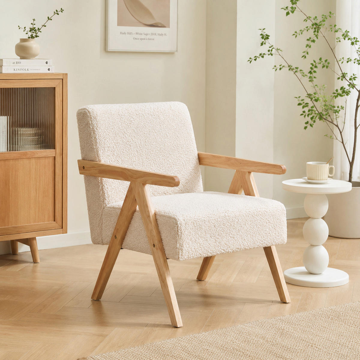SESSEL Holz Weiß - Weiß, Holz (64/80/60cm) - Nordlys