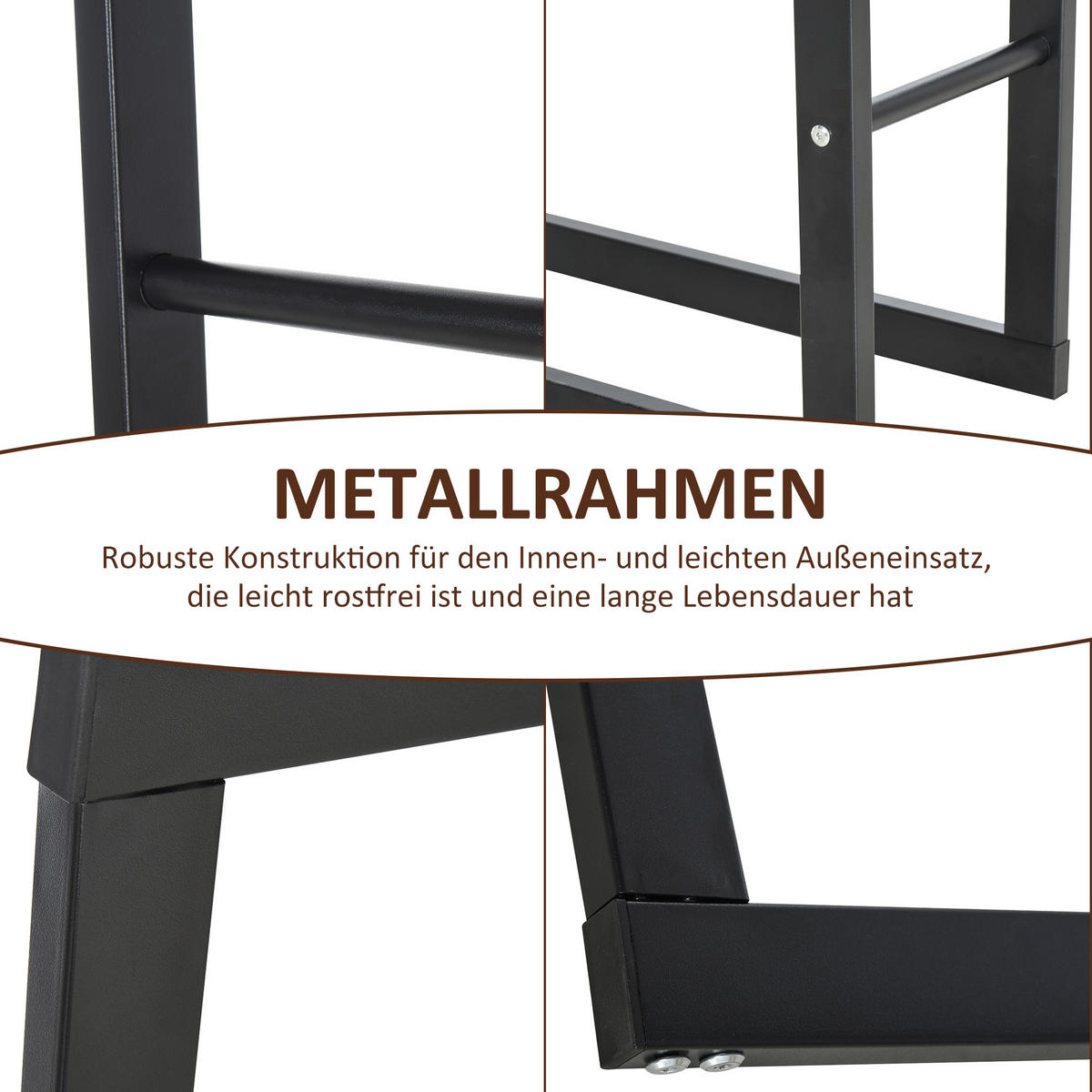 KAMINHOLZREGAL, Stahl, Schwarz, 40L x 25B x 100H cm - Schwarz, Metall (25/100/40cm) - HOMCOM