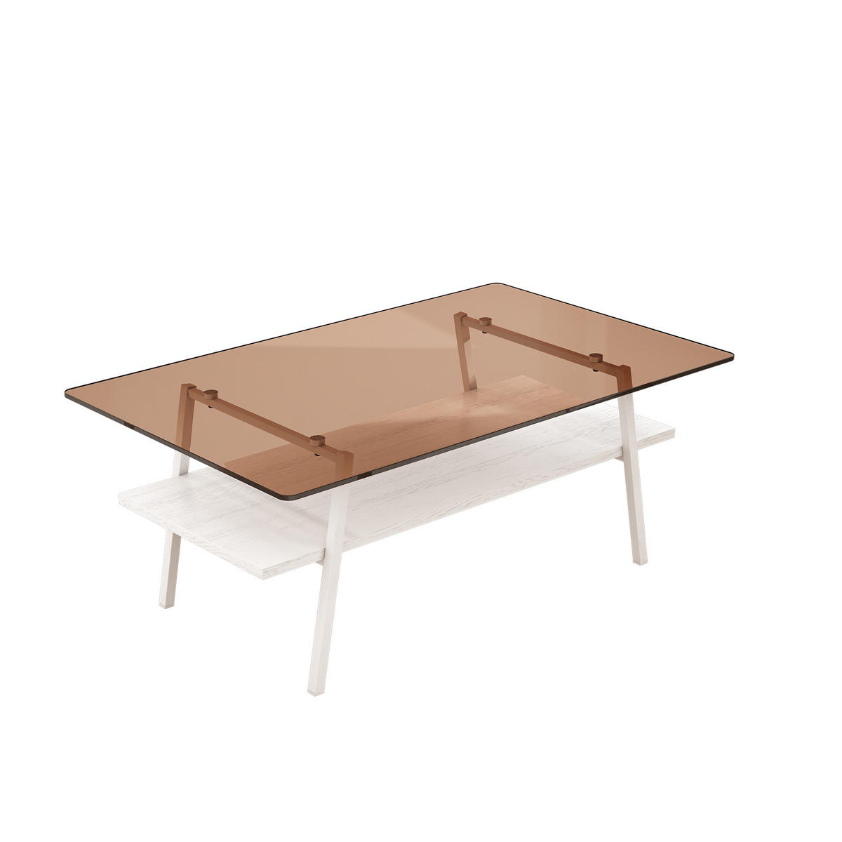 COUCHTISCH DE-37413 rechteckig mit Glasplatte Weiß - Weiß, Holzwerkstoff (98/58/42.5cm) - ComfortXL