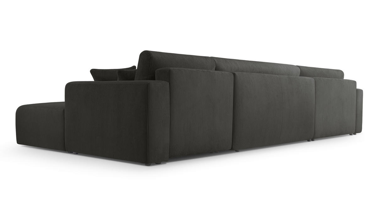 WOHNLANDSCHAFT Catea Dunkelgrau 364/145/85 cm mit Schlaffunktion - Dunkelgrau/Schwarz, Kunststoff/Textil (364/84/145cm) - AX Living