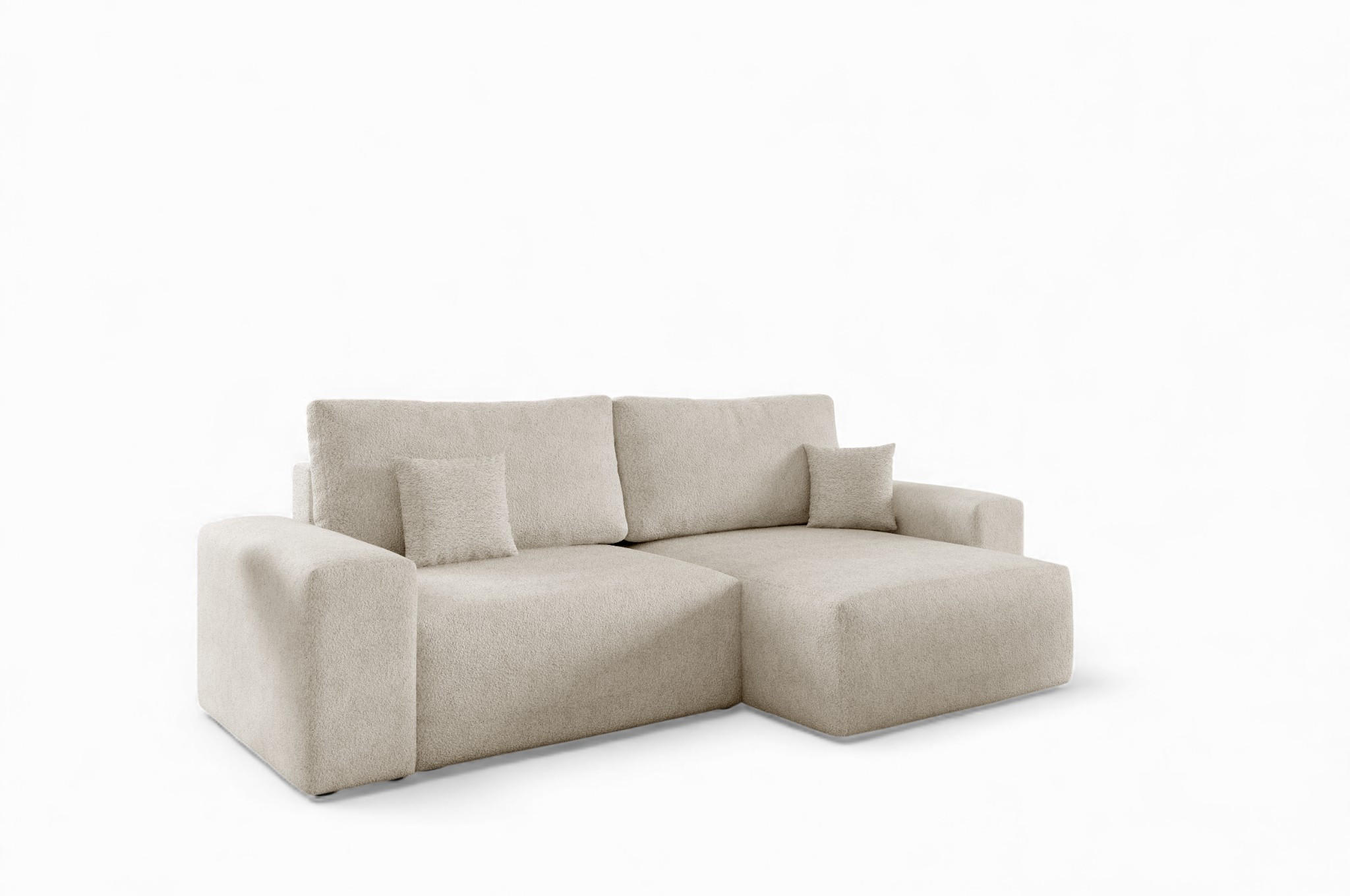 ECKSOFA Arona Xs Mit Schlaffunktion - Creme, Holzwerkstoff/Textil (255/148cm) - Fun Möbel